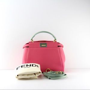 fendi mini peekaboo pink and tiffany blue leather